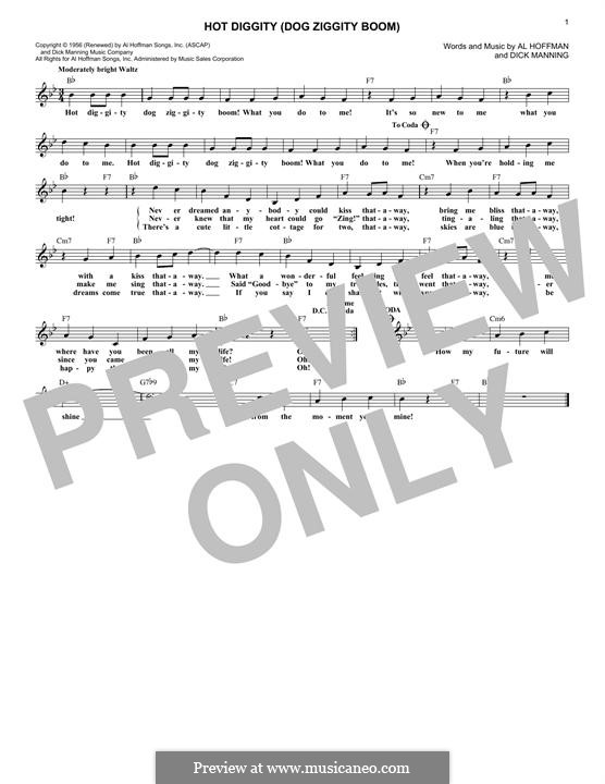 Hot Diggity (Dog Ziggity Boom): melodia by Al Hoffman, Dick Manning