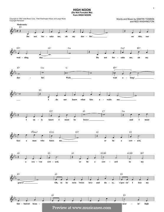 High Noon (Do not Forsake Me): melodia by Dimitri Tiomkin