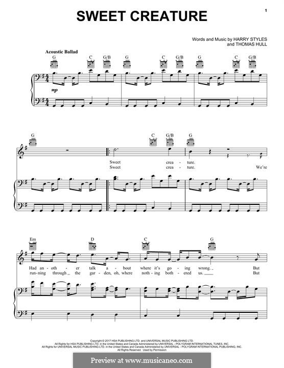 Sweet Creature: Para vocais e piano (ou Guitarra) by Tom Hull, Harry Styles