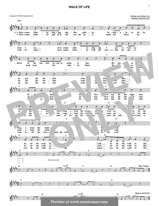 Walk of Life (Dire Straits): melodia by Mark Knopfler