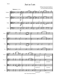7 Songs of Glory for string quartet: Just as I am by Robert Lowry, William Howard Doane, Charles Wesley, Jr., William Batchelder Bradbury, Charles Hutchinson Gabriel, Edwin Othello Excell, Daniel B. Towner