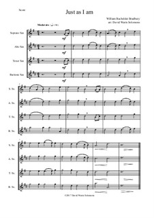 7 Songs of Glory for saxophone quartet: Just as I am by Robert Lowry, William Howard Doane, Charles Wesley, Jr., William Batchelder Bradbury, Charles Hutchinson Gabriel, Edwin Othello Excell, Daniel B. Towner