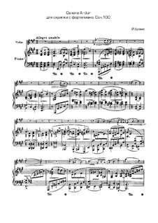 Sonata for Violin and Piano No.2 in A Major, Op.100: Score, Parte de solo by Johannes Brahms