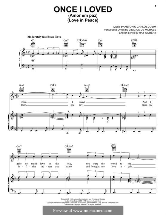 Once I Loved (Amor em Paz): Para vocais e piano (ou Guitarra) by Antonio Carlos Jobim