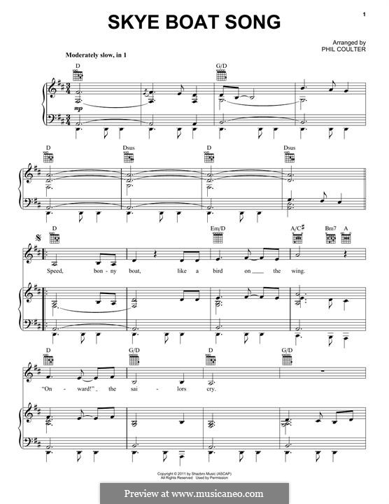 Skye Boat Song: Para vocais e piano (ou Guitarra) by folklore