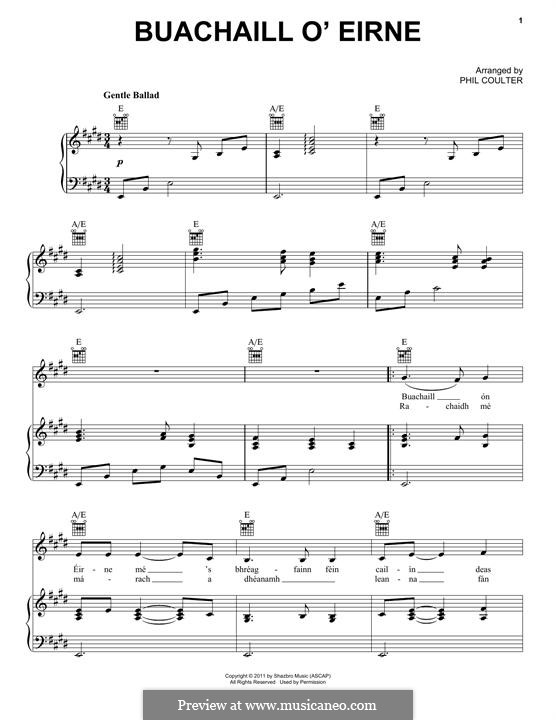 Buachaill On Eirne: Para vocais e piano (ou Guitarra) by folklore
