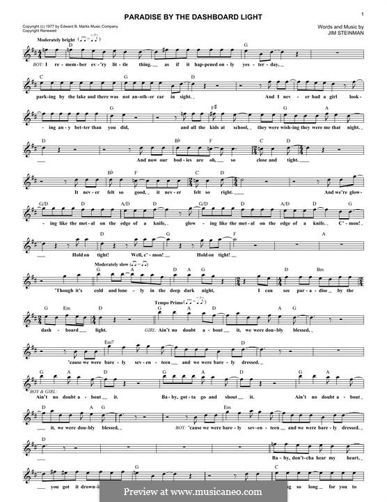 Paradise By the Dashboard Light (Meat Loaf) por J. Steinman em músicaNeo