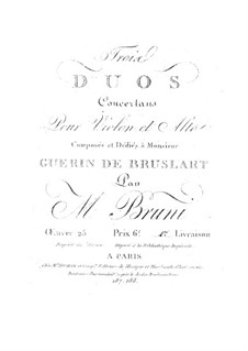 Three Duos for Violin and Viola, Op.25: livro I by Antonio Bartolomeo Bruni