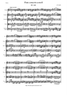 Concerto for Flute and Strings in A minor, RV 440: Score and parts by Antonio Vivaldi