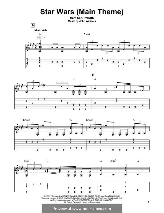 Star Wars (Main Theme): Para guitarra com guia by John Williams