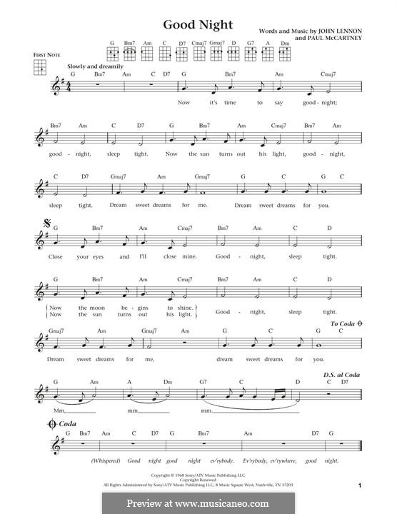 Good Night (The Beatles): para ukulele by John Lennon, Paul McCartney