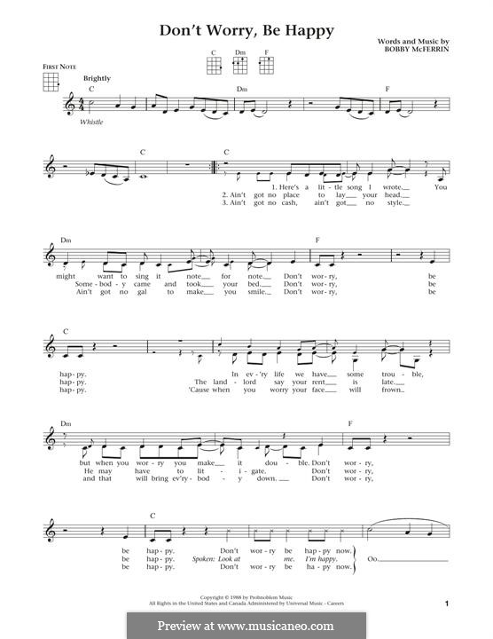 Don't Worry, Be Happy: para ukulele by Bobby McFerrin