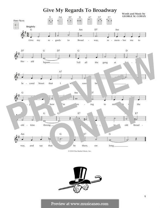Give My Regards to Broadway: para ukulele by George Michael Cohan