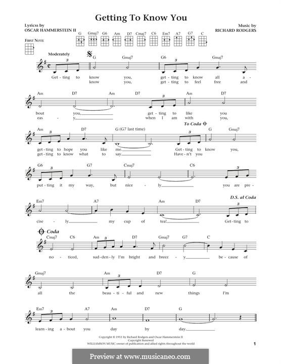 Getting to Know You (from The King and I): para ukulele by Richard Rodgers