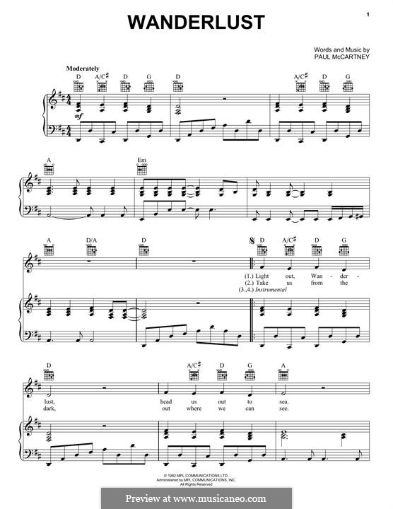 Wanderlust: Para vocais e piano (ou Guitarra) by Paul McCartney