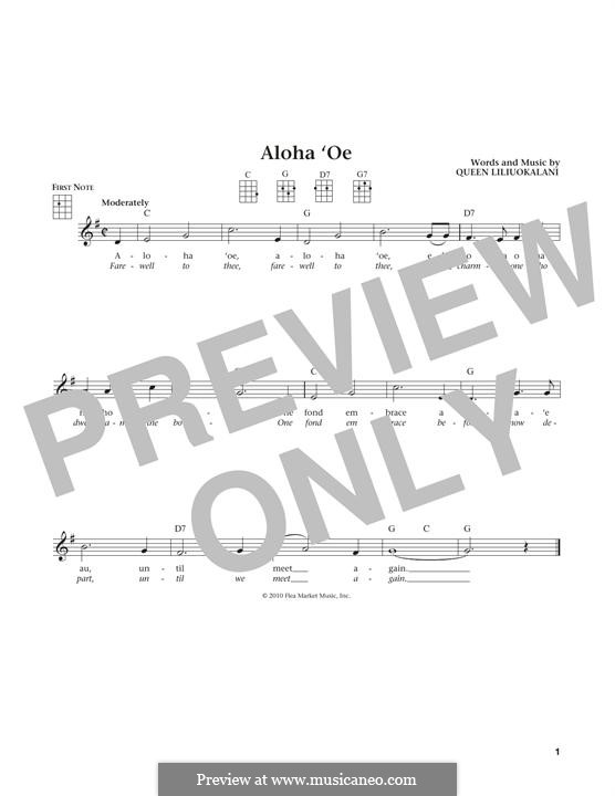 Aloha 'Oe: para ukulele by Lydia Liliuokalani