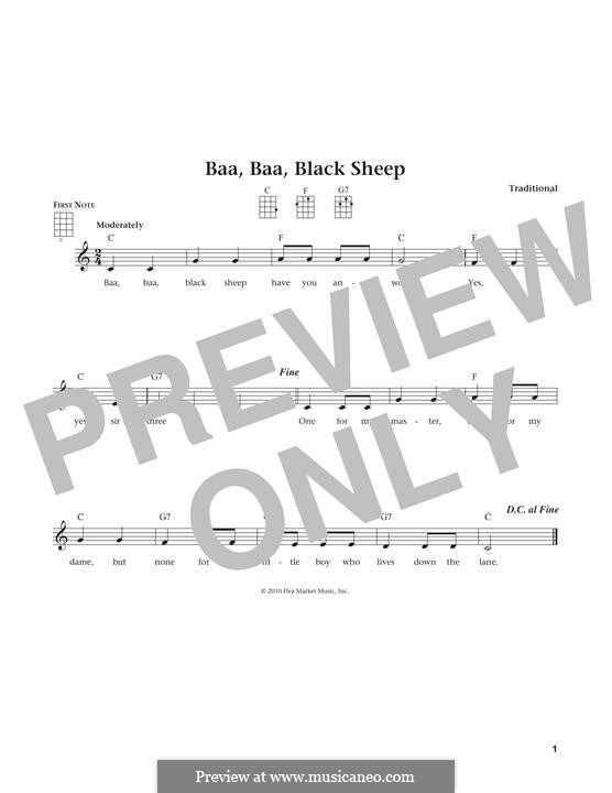 Baa Baa Black Sheep: para ukulele by folklore