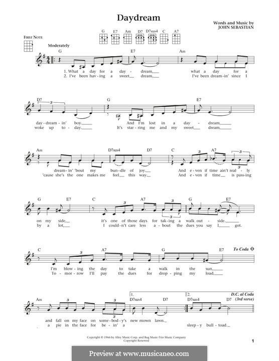 Daydream (The Lovin' Spoonful): para ukulele by John B. Sebastian