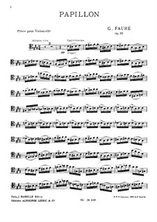 Papillon (Butterfly) for Cello and Piano, Op.77: parte Solo by Gabriel Fauré