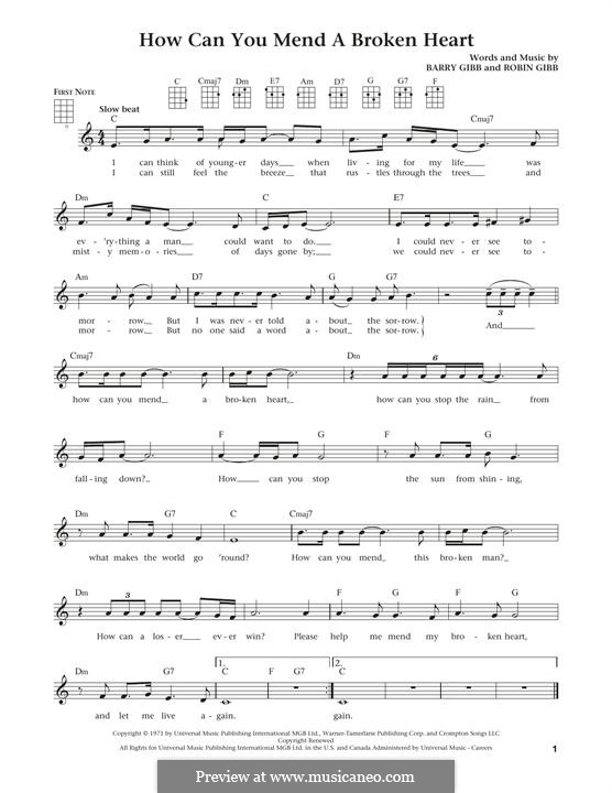 How Can You Mend a Broken Heart: para ukulele by Barry Gibb, Robin Gibb