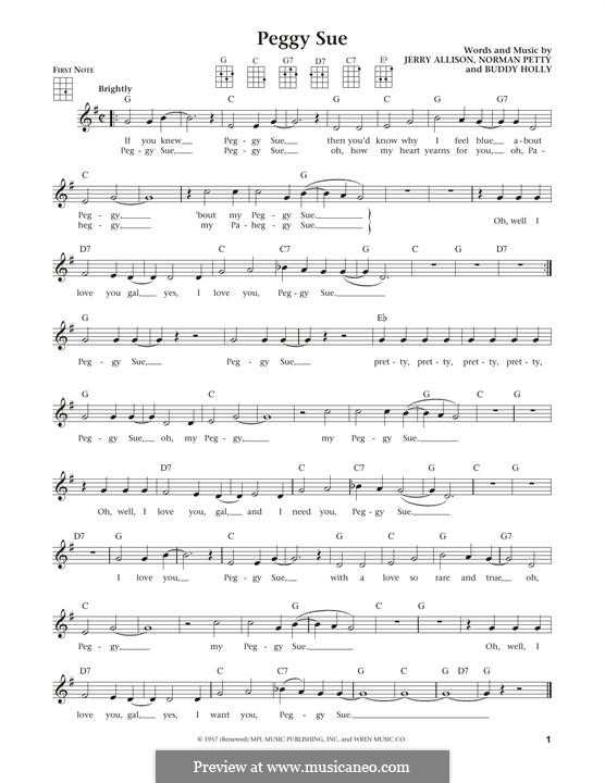 Peggy Sue: para ukulele by Buddy Holly, Jerry Allison, Norman Petty