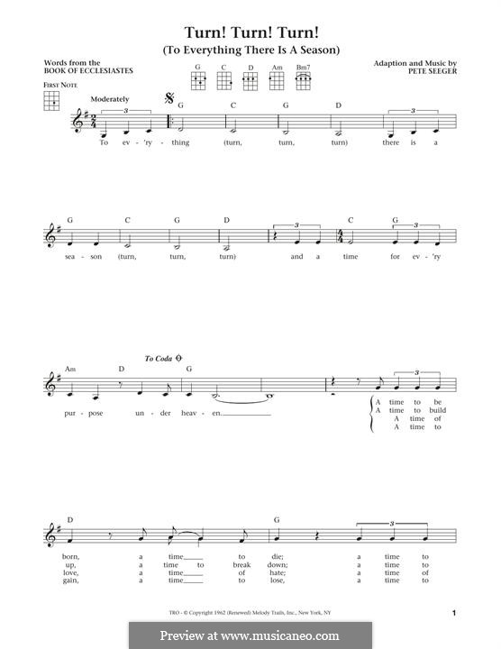 Turn! Turn! Turn! (To Everything There Is a Season): para ukulele by Pete Seeger