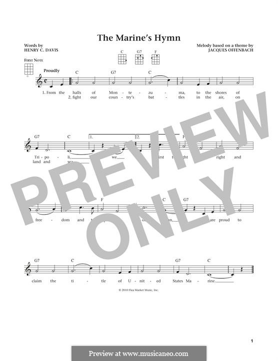 Marine's Hymn: para ukulele by Jacques Offenbach