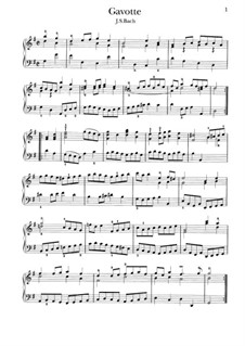 Suite No.5 in G Major, BWV 816: Gavotte, para piano by Johann Sebastian Bach