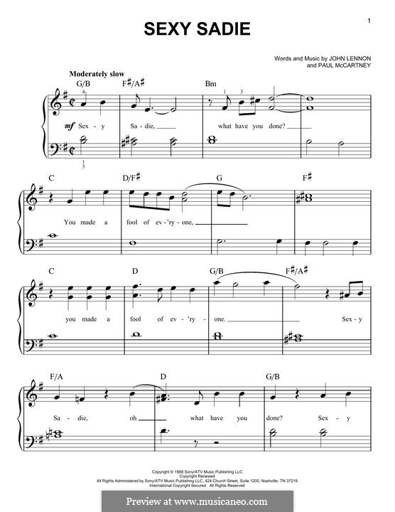 Sexy Sadie (The Beatles): Para Piano by John Lennon, Paul McCartney