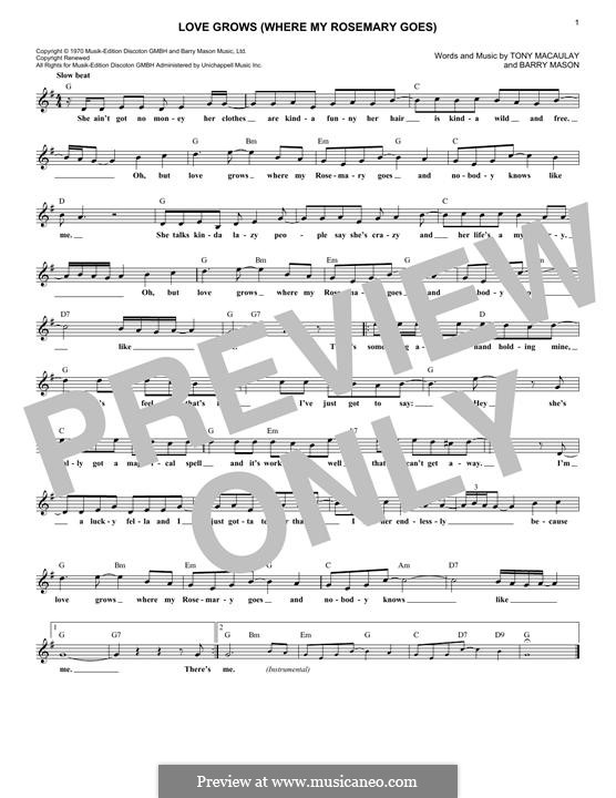 Love Grows (Where My Rosemary Goes) por B. Mason, T. Macaulay em músicaNeo
