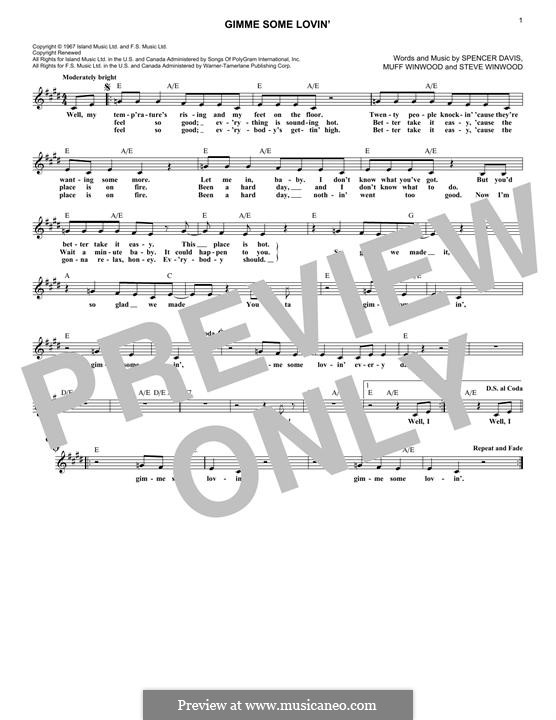 Gimme Some Lovin' (The Spencer Davis Group): melodia by Muff Winwood, Spencer Davis, Steve Winwood