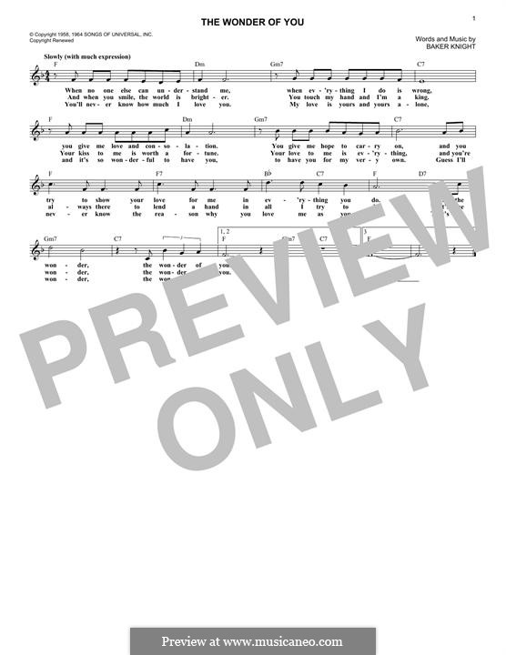 The Wonder of You (Elvis Presley): melodia by Baker Knight