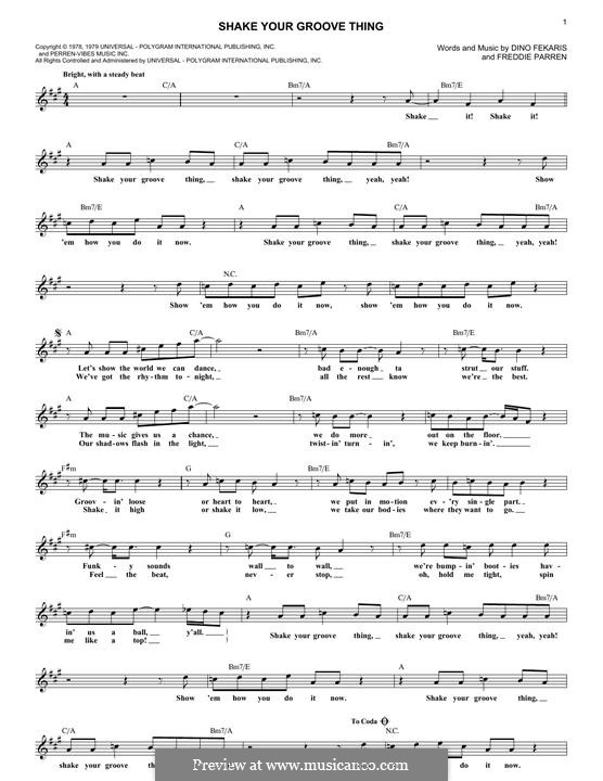Shake Your Groove Thing: melodia by Dino Fekaris, Freddie Perren