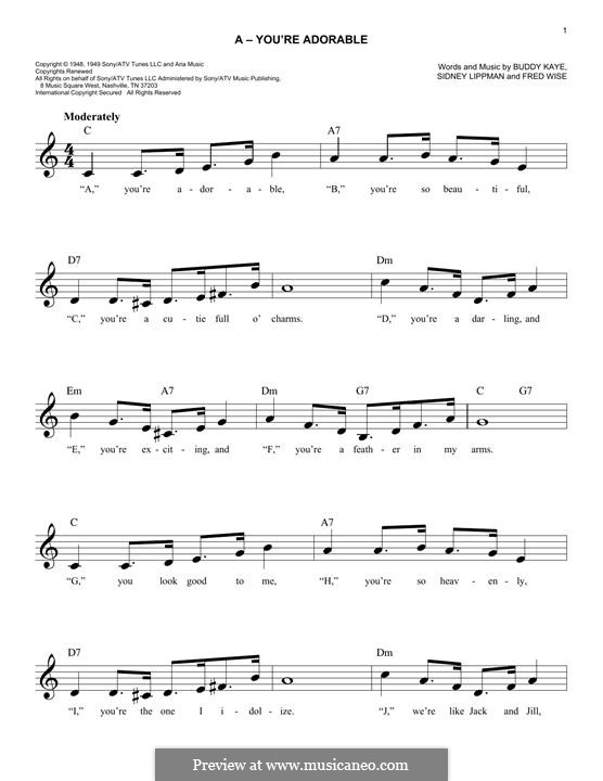 'A' You're Adorable (Buddy Kaye): melodia by Buddy Kaye, Fred Wise, Sidney Lippman