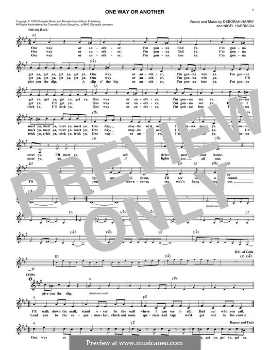 One Way or Another (Blondie): melodia by Deborah Harry, Nigel Harrison