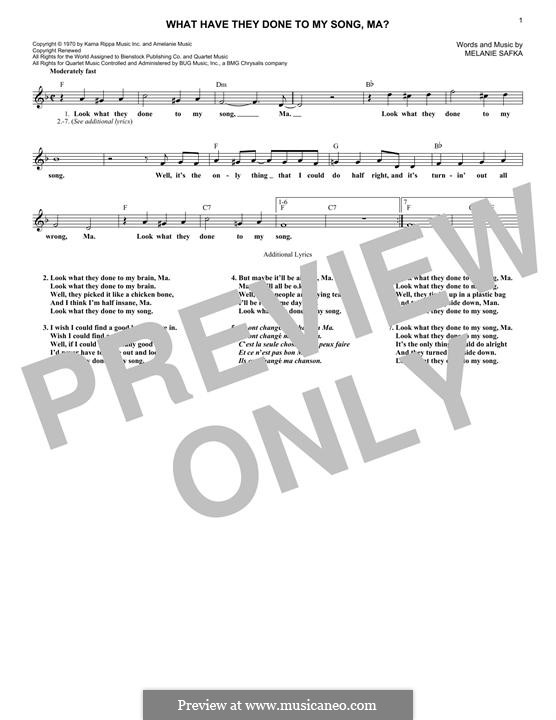 What Have They Done to My Song, Ma? (Melanie): melodia by Melanie Safka