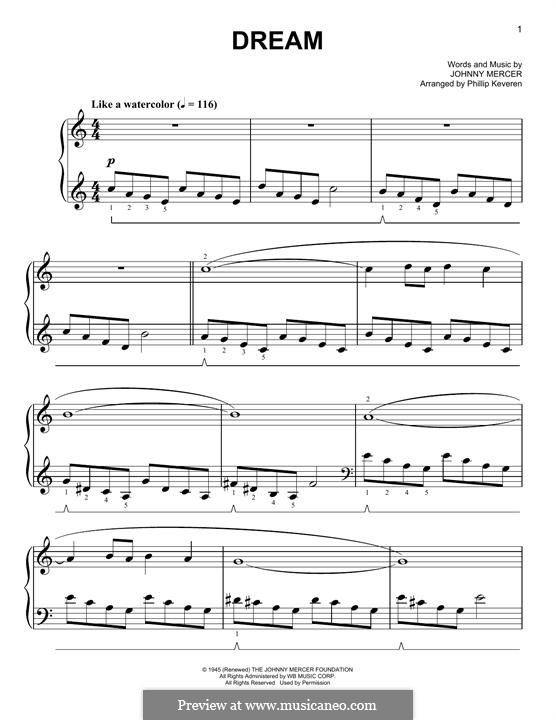 Dream (Frank Sinatra): Para Piano by Johnny Mercer