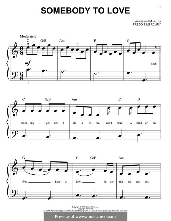Somebody to Love (Queen): Para Piano by Freddie Mercury