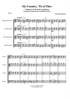 My Country, 'Tis Of Thee (America): Para quarteto gravado by folklore