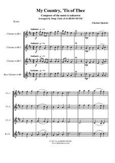 My Country, 'Tis Of Thee (America): para quarteto de clarinete by folklore