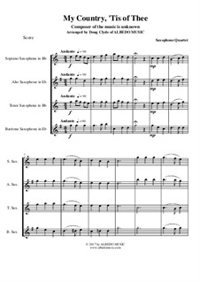 My Country, 'Tis Of Thee (America): para quarteto de saxofone by folklore