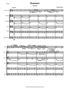 Romance for Violin and Orchestra, Op.48: Score and parts by Camille Saint-Saëns