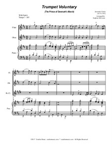 Prince of Denmark's March (Trumpet Voluntary): For woodwind trio - piano accompaniment by Jeremiah Clarke