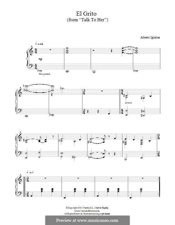 El Grito (from 'Talk To Her'): Para Piano by Alberto Iglesias