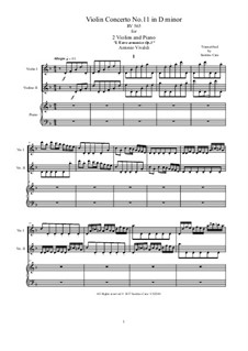 Concerto for Two Violins, Cello and Strings No.11 in D Minor, RV 565: Version for two violins and piano by Antonio Vivaldi