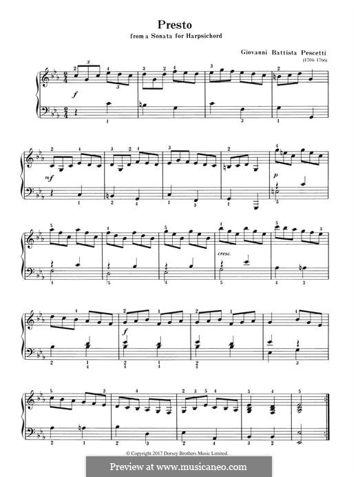 Sonata in C Minor: Presto by Giovanni Battista Pescetti