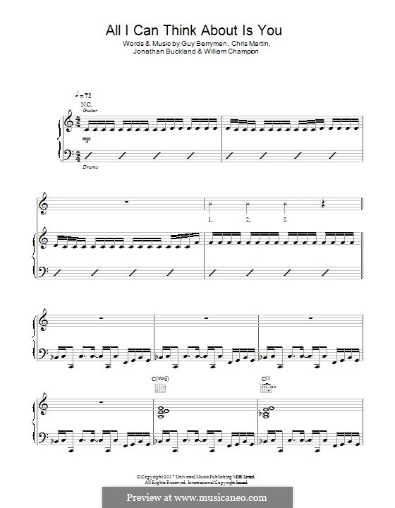 All I Can Think About Is You (Coldplay): Para vocais e piano (ou Guitarra) by Chris Martin, Guy Berryman, Jonny Buckland, Eric Champion