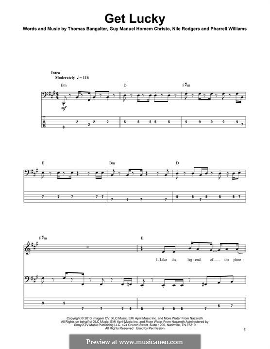 Get Lucky (Daft Punk featuring Pharrell Williams): Para guitarra com guia by Nile Rodgers, Pharrell Williams, Thomas Bangalter, Guy-Manuel de Homem-Christo