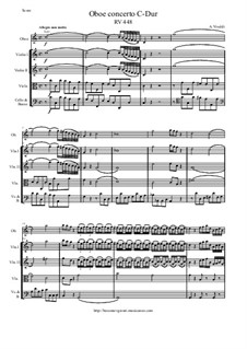 Concertofor Oboe and Strings in C Major, RV 448: Score and parts by Antonio Vivaldi