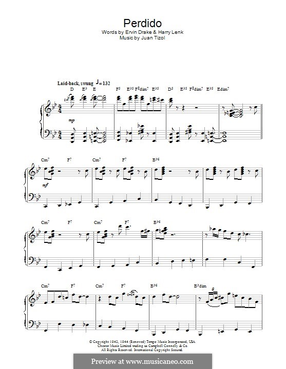 Perdido (Duke Ellington): Para Piano by Juan Tizol